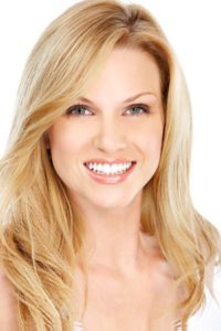 Blonde woman with a beautiful smile.